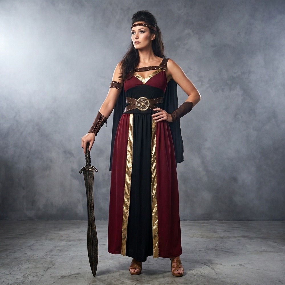 Regal Warrior Women  Costume Leg Avenue 3PC Dress Headband Arm Cuffs Size S/P